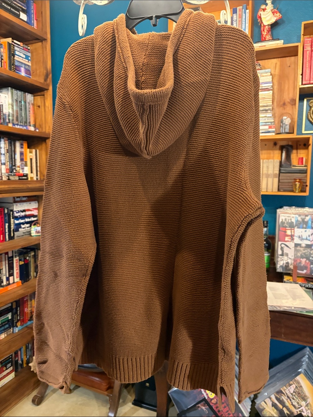 Cozy Women's Crewneck Hoodie Sweater in Brown - Picture 3 of 6